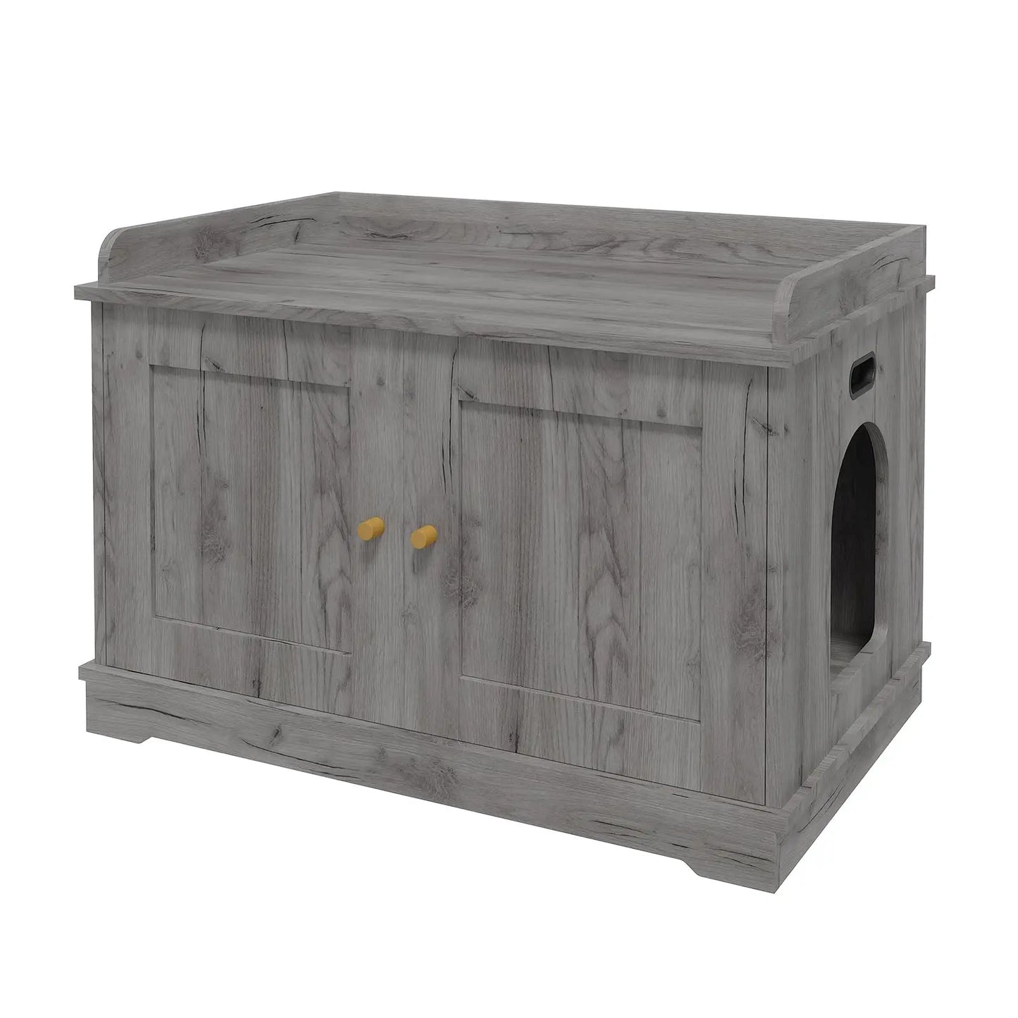 HiMISSCN Wooden Cat Litter Box Enclosure Barn Door Ventilated