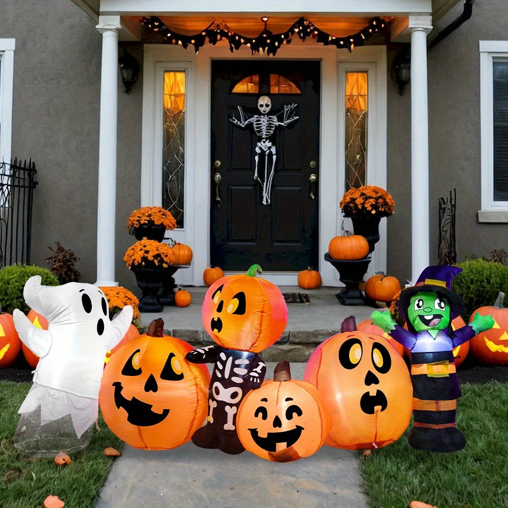 Halloween Inflatable Characters And Pumpkin Patch With LED Lights