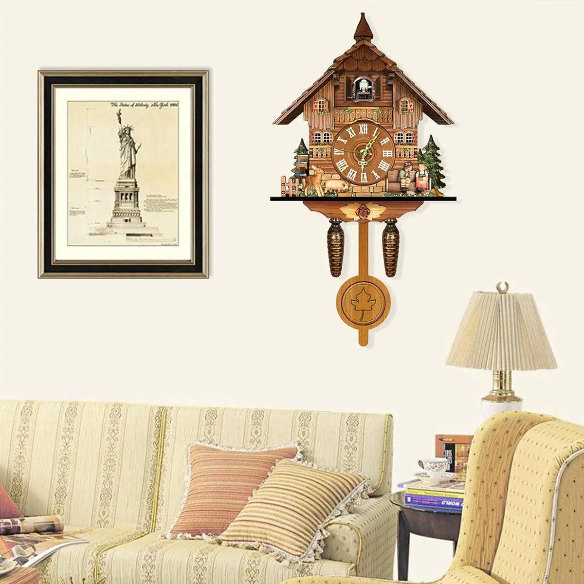 Traditional European Cuckoo Wall Clock With Alarm For Home Decor