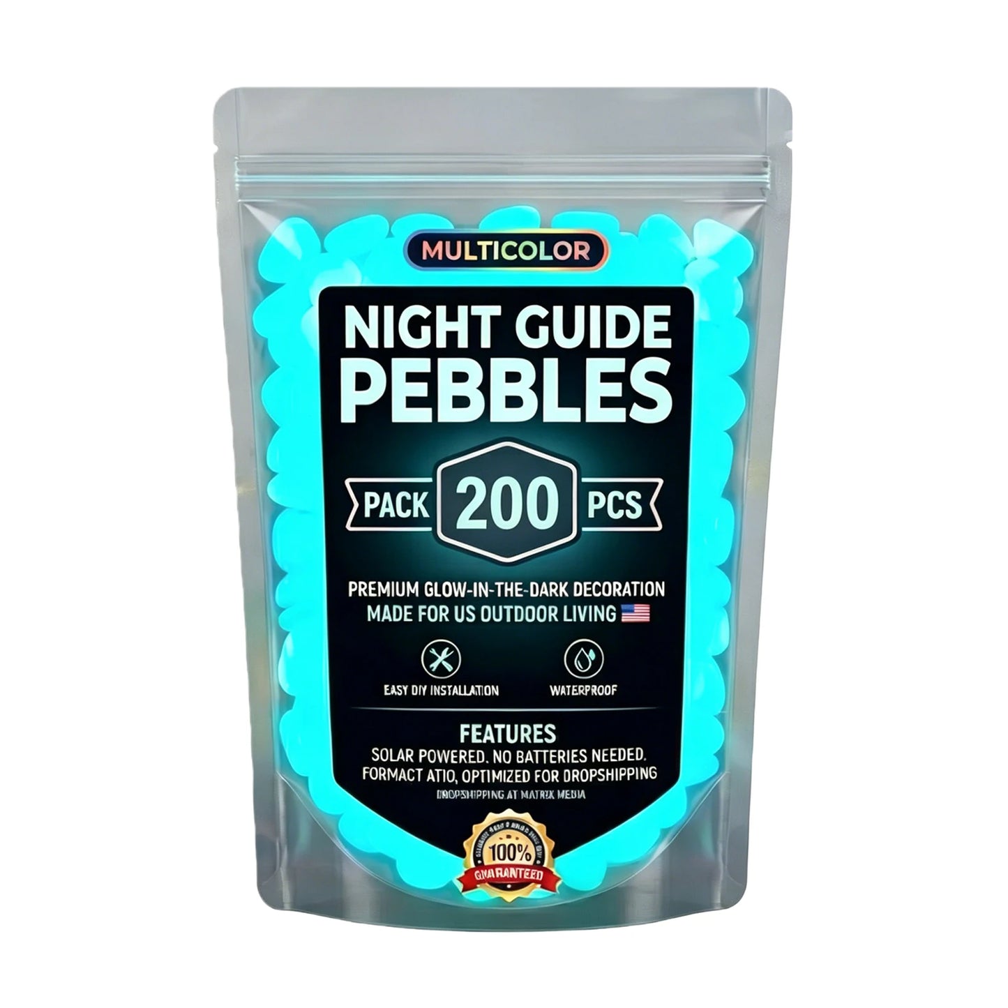 1000/600/400/200 PCS Garden Luminous Stones Glow in The Dark, for Walkway Driveway Pathway, Outdoor Waterproof Landscape Rocks