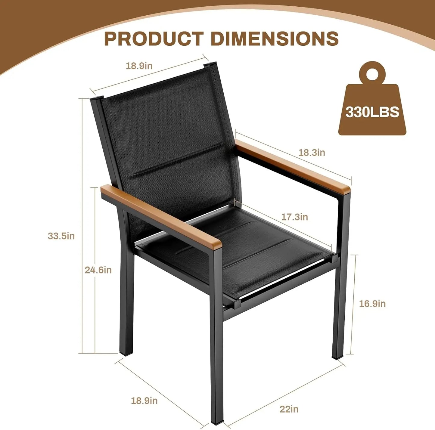 Set Of Two Aluminum Stackable Garden Chairs For Patio