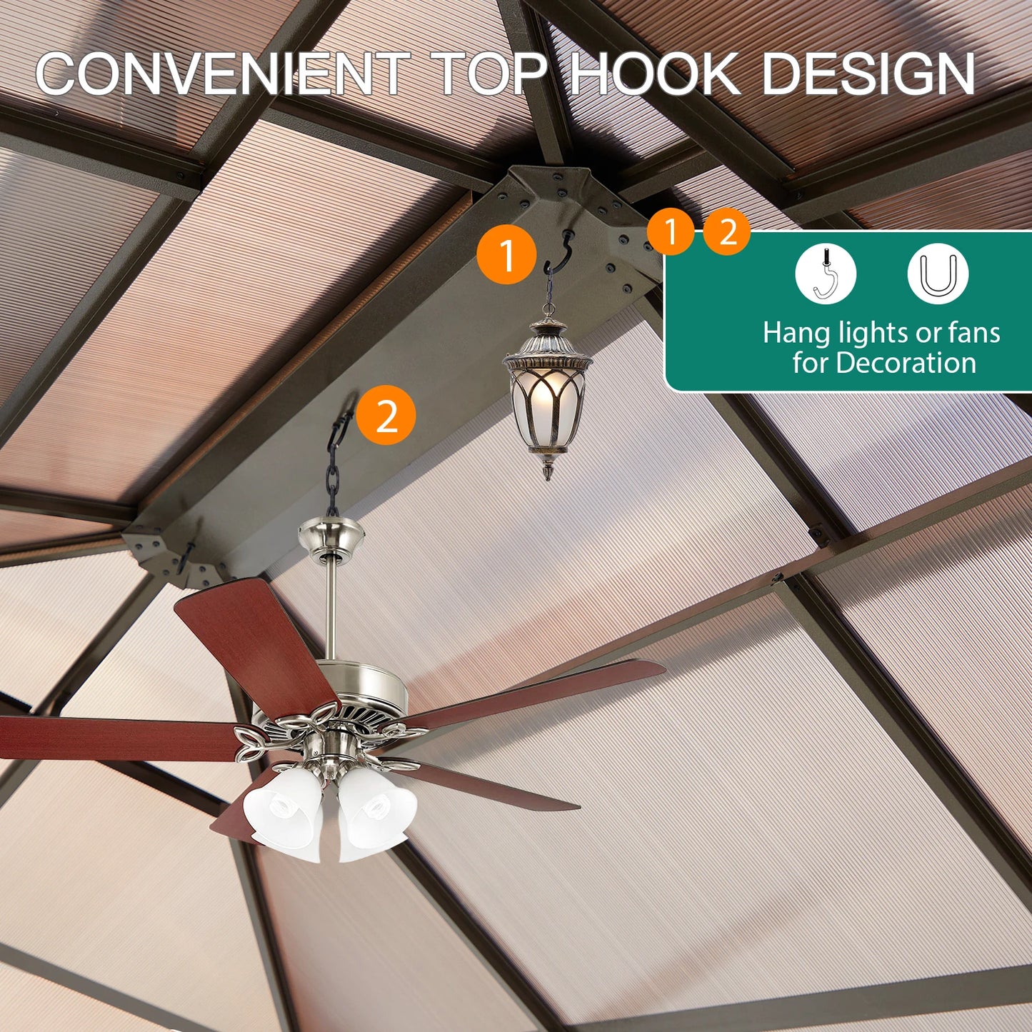 DishyKooker Hardtop Gazebo With Aluminum Frame And Poly Roof