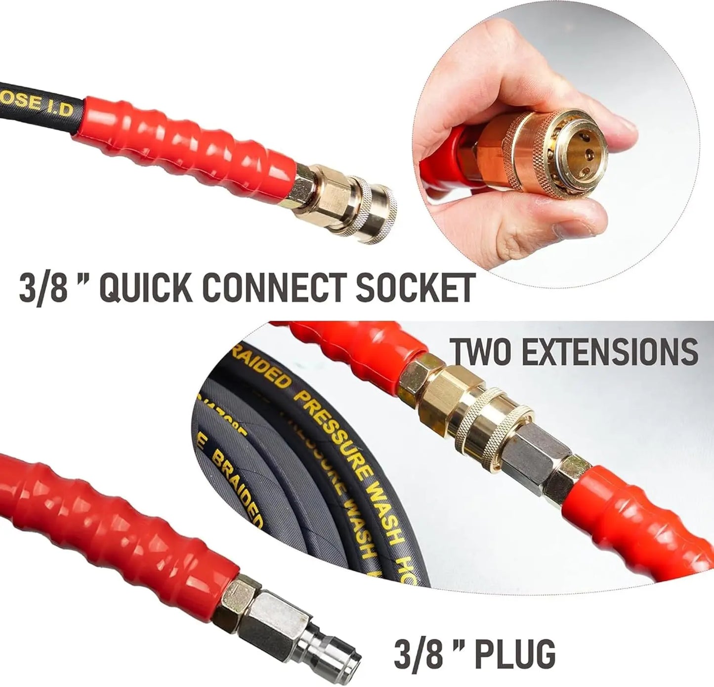Kink Resistant High Pressure Washer Hose 4000 PSI Pro