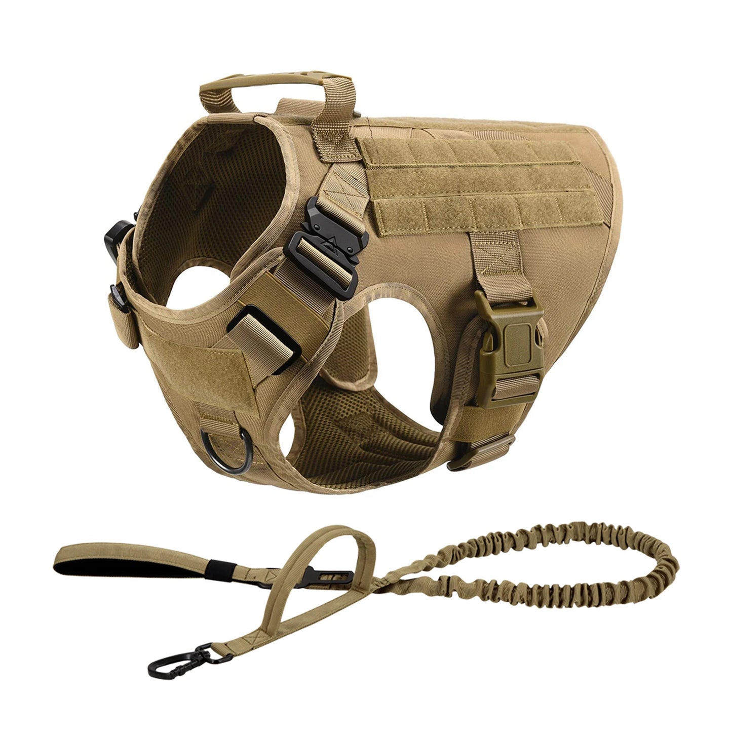 PETRAVELCN Tactical Dog Harness Vest Molle Pouches For Training