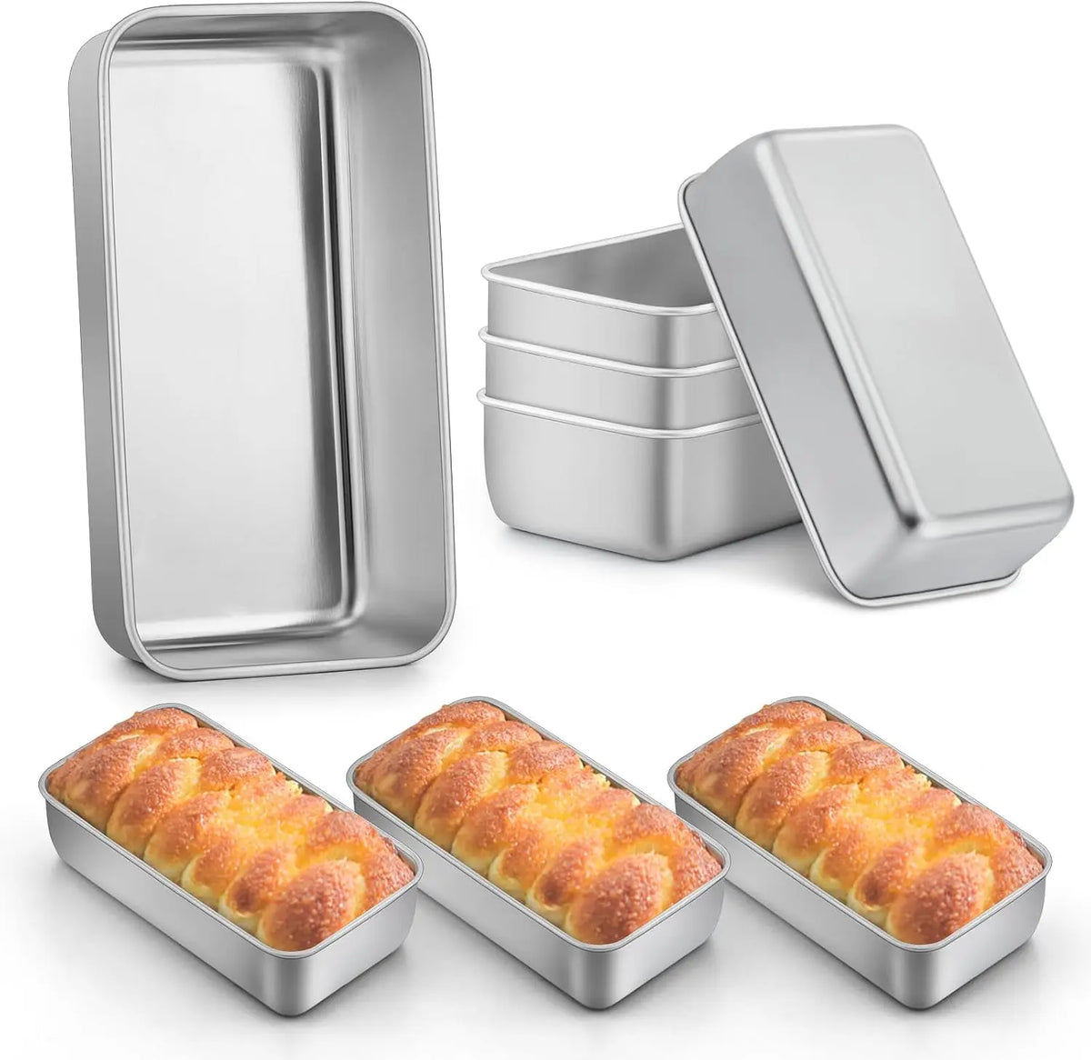`Stainless Steel Loaf Pan, 8 Pack 9.25 Inch Rectangle Baking Mold for Bread Cake Meatloaf Oven Use`