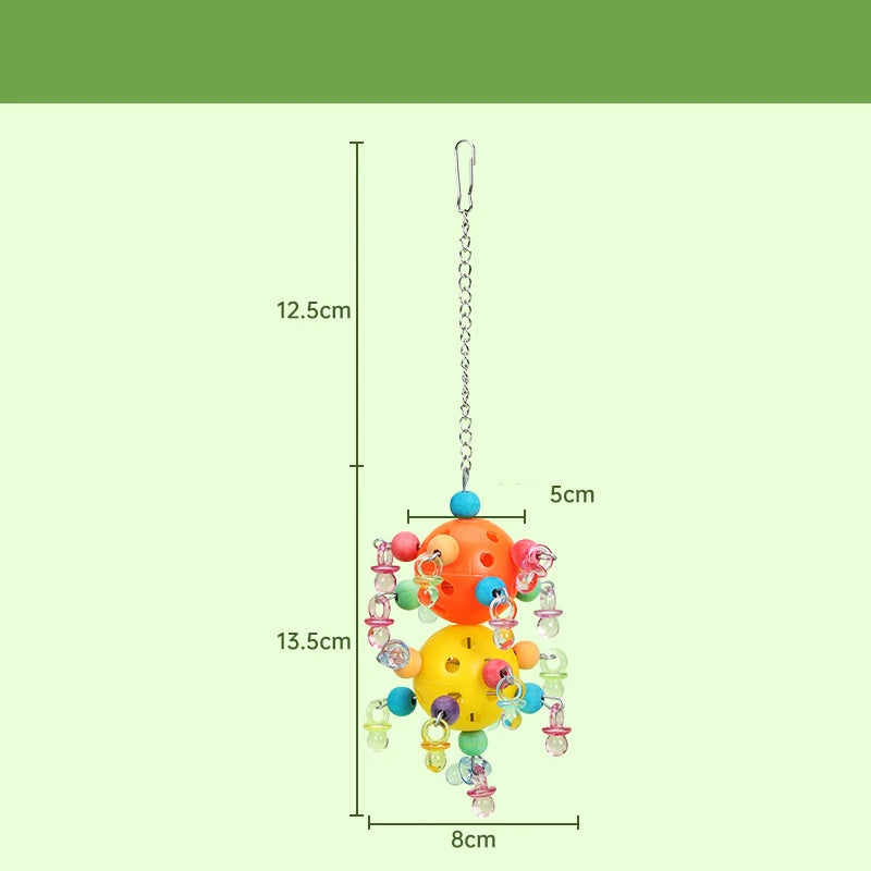 1PC Parrots Chew Swing Cage Hanging Cockatiel Birds Toy with Foraging Holes Hanging Bead Birds Cage Decor Pet Bird Bites Toy