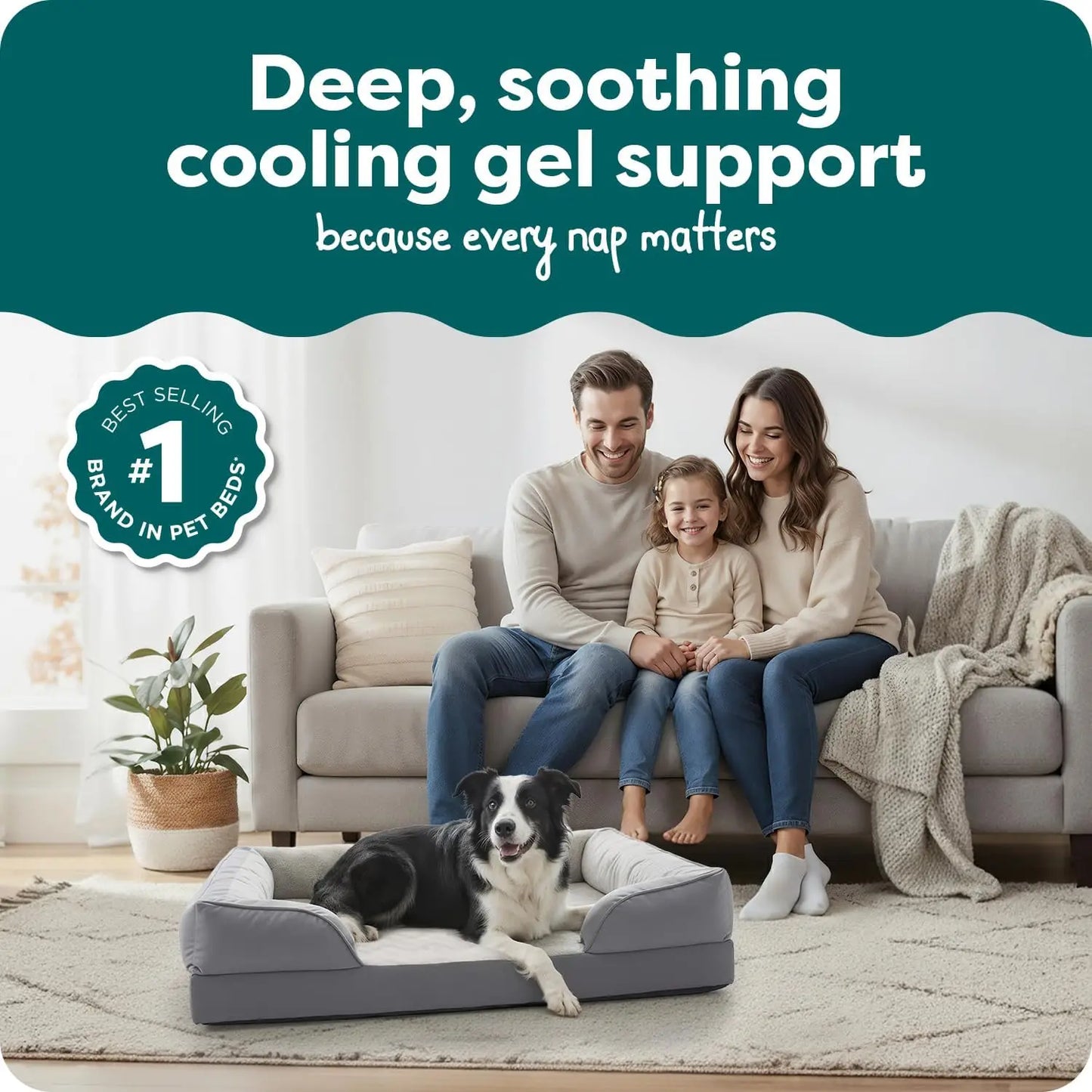 Cooling Gel Dog Bed With Removable Bolsters And Washable Cover