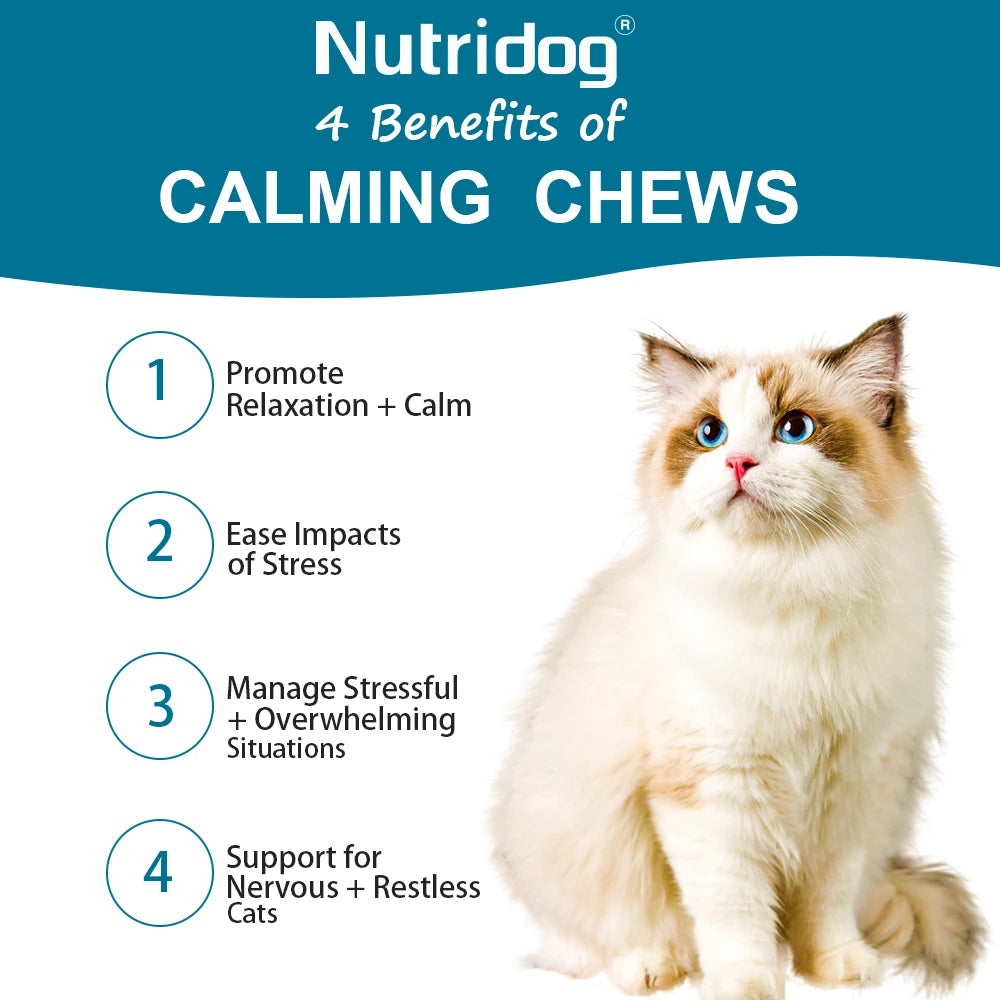 Nutridog Cat Calming Chews For Relaxation And Stress Relief