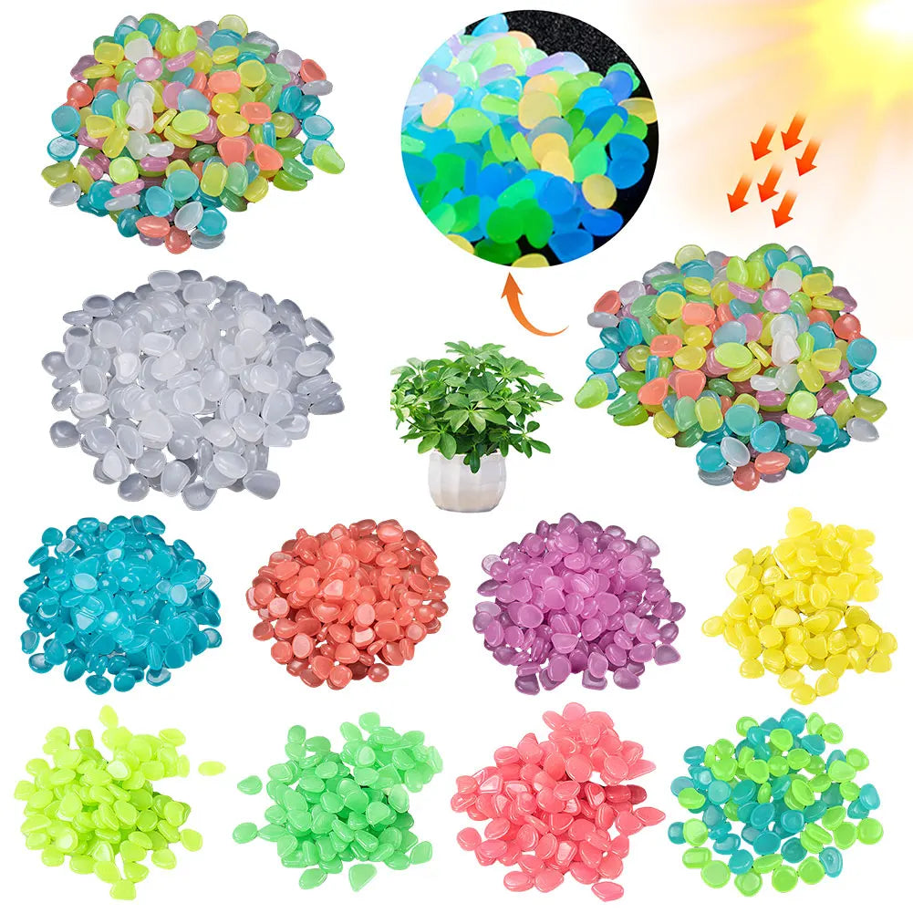 APWIKOGER Glow In The Dark Garden Pebbles 100Pcs Luminous Stones