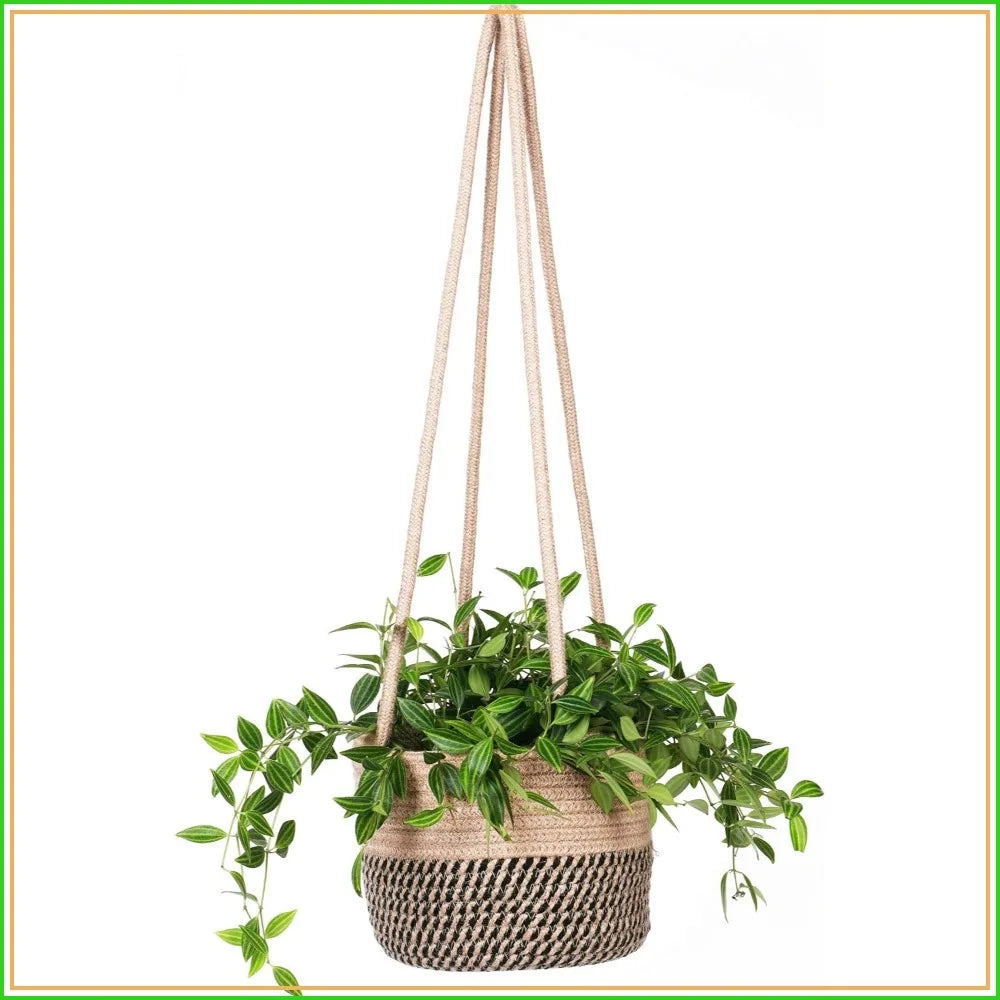 Jute Rope Hanging Planter Basket for Indoor Plants, Fits 5-7" Pots, Boho Home Decor