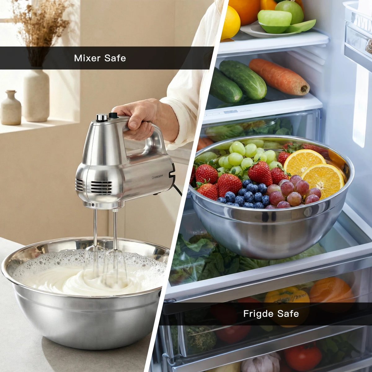 7 PCS Stainless Steel Mixing Bowls with Airtight Lids, 7–11 Inch Nesting Bowls for Kitchen Prep Mixing