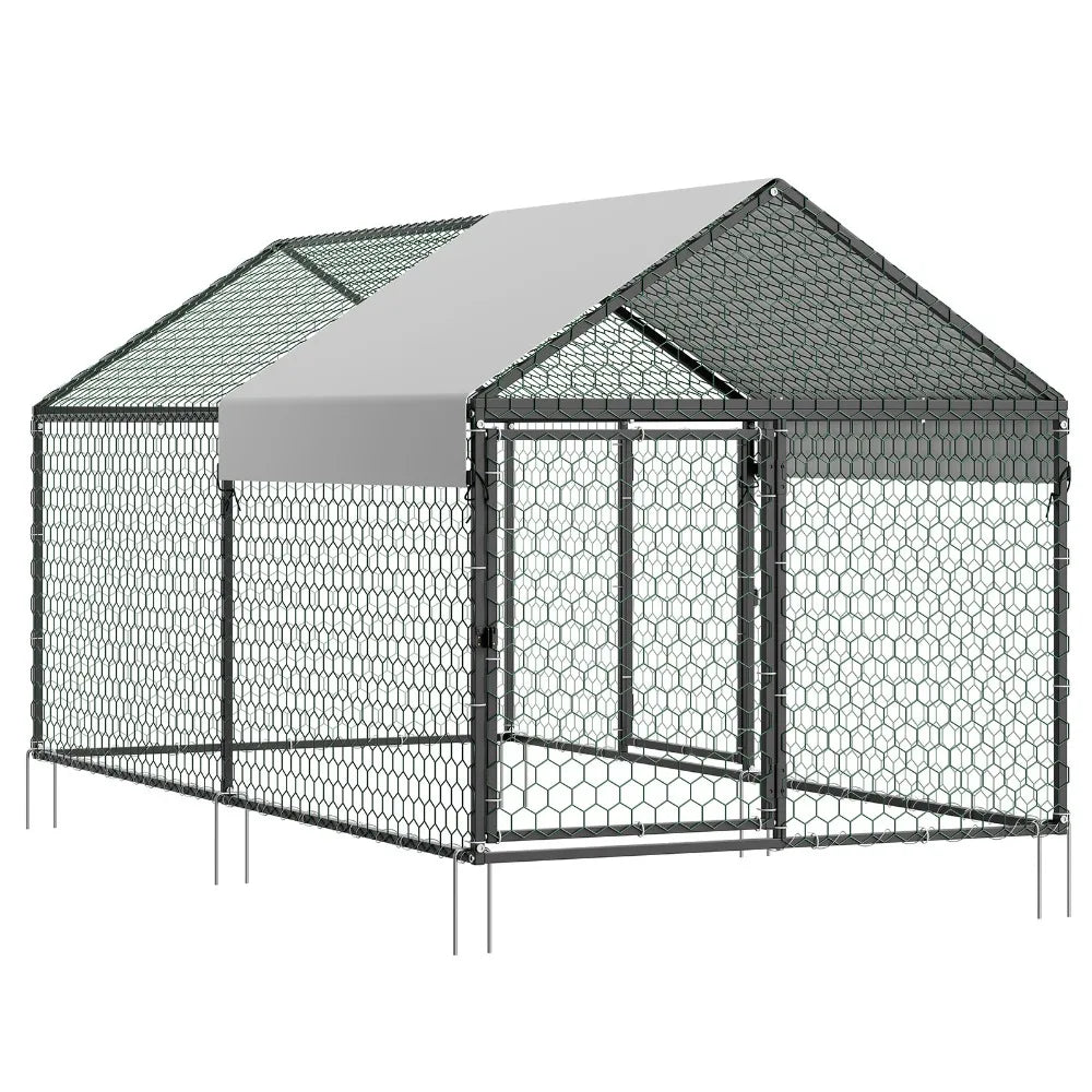 Metal Chicken Coop With Cover For 4-6 Chickens Poultry Cage