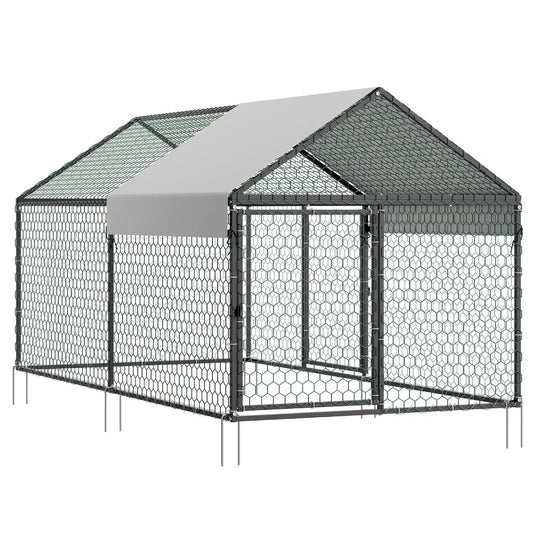 Metal Chicken Coop With Cover For 4-6 Chickens Poultry Cage