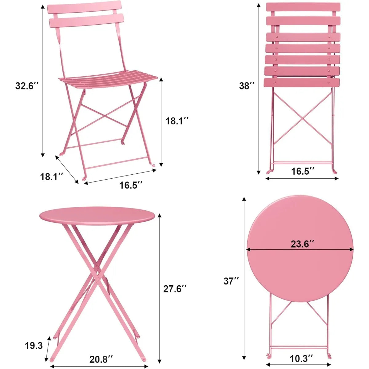 XIUWO Folding Bistro Table And Chairs Outdoor Patio Set