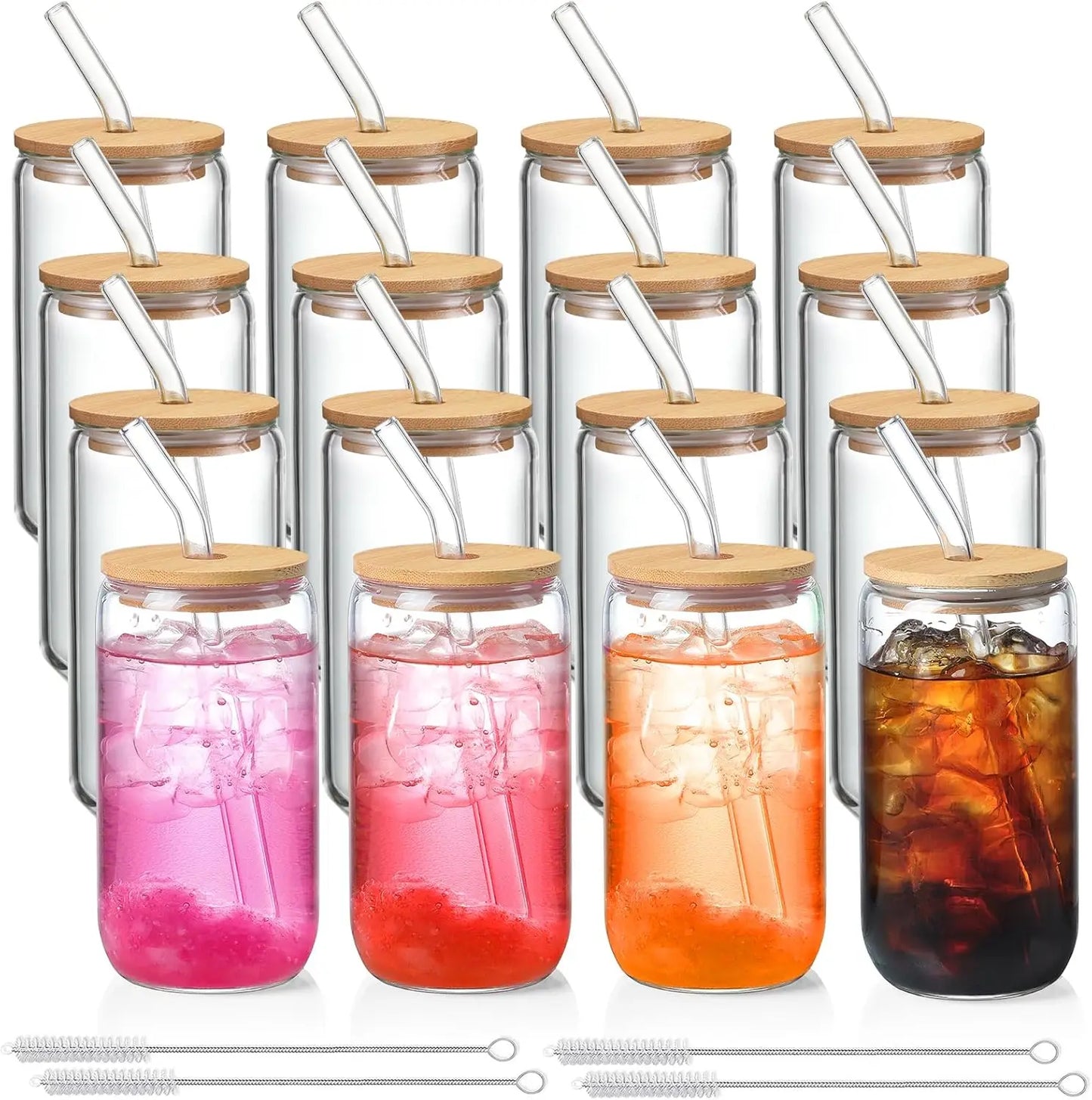 Customizable Glass Tumbler Set With Lids And Straws