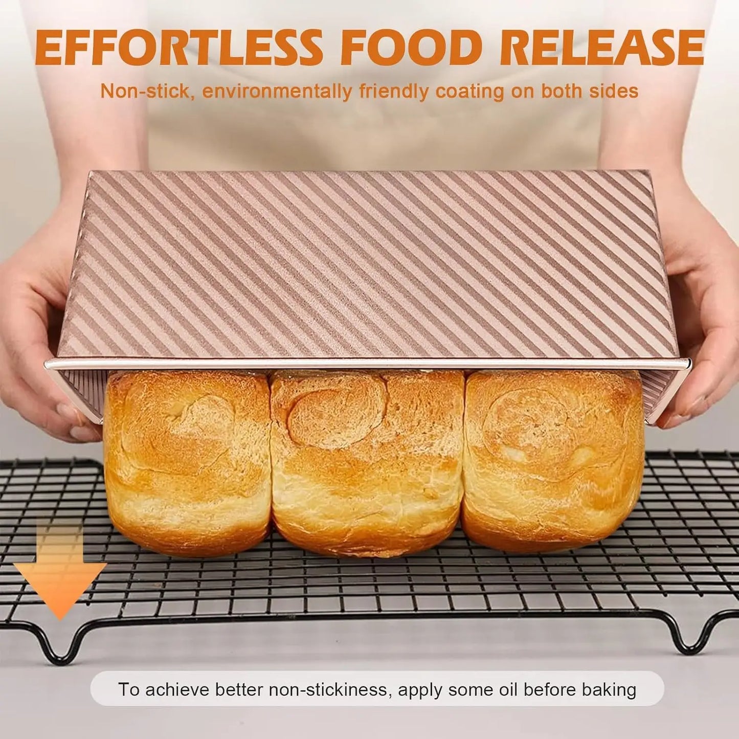 `Professional Pullman Loaf Pan Set, Carbon Steel Non-Stick Bread Mold with Sliding Lid and Baking Tools for Homemade Toast`