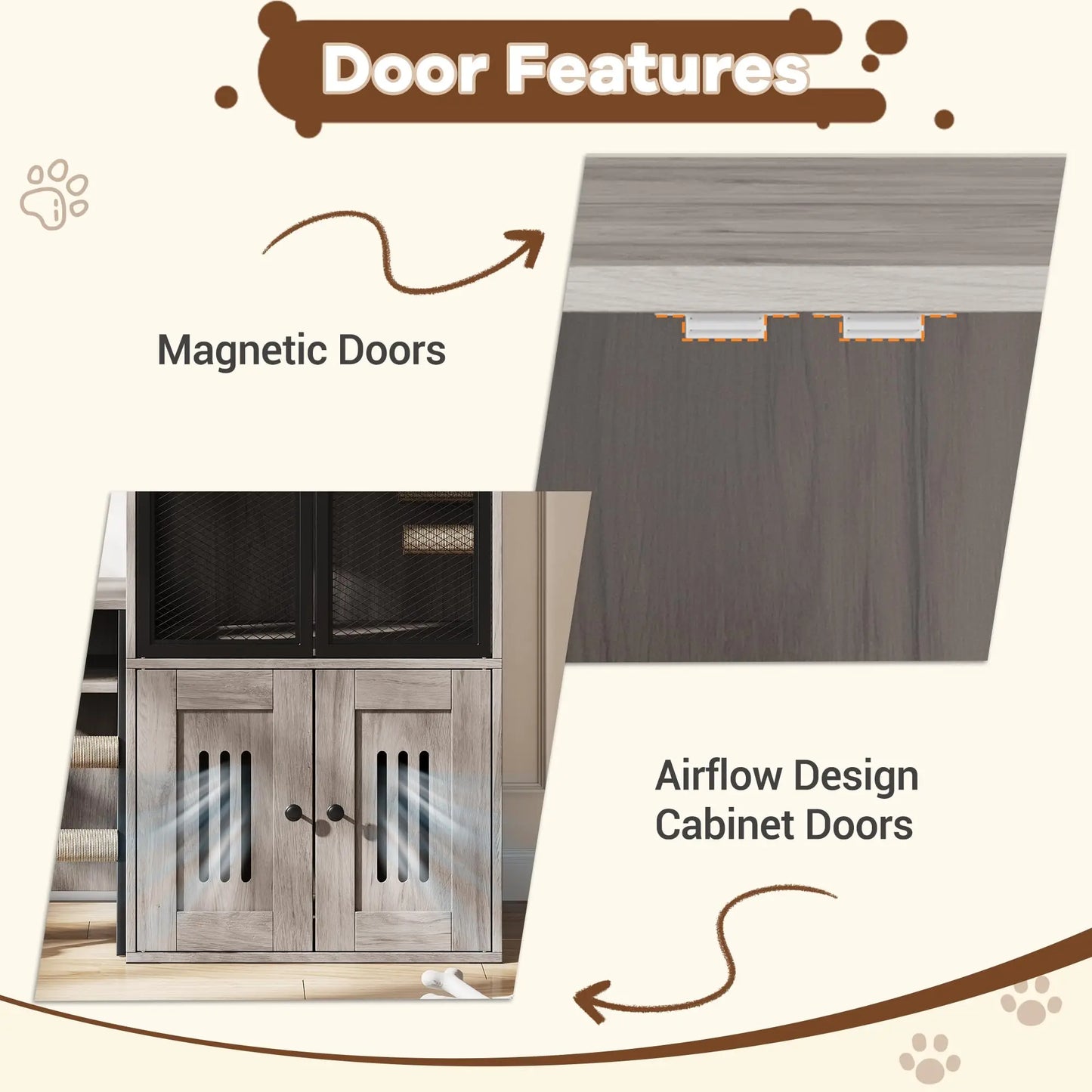 HiMISSCN Odor Control Cat Litter Box Enclosed With Doors