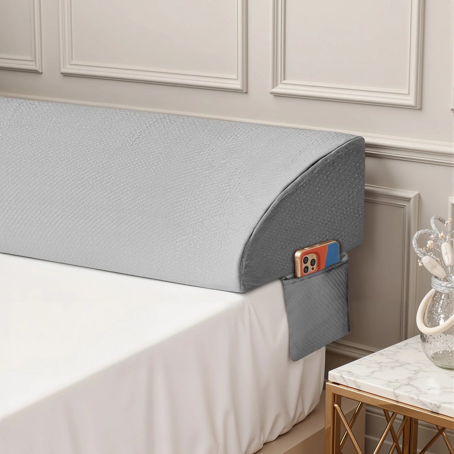 JHK Headboard Wedge Pillow Memory Foam Pillow Ergonomic Neck Pillow Ventilated Cooling Bed Pillow with Removable Washable Cover