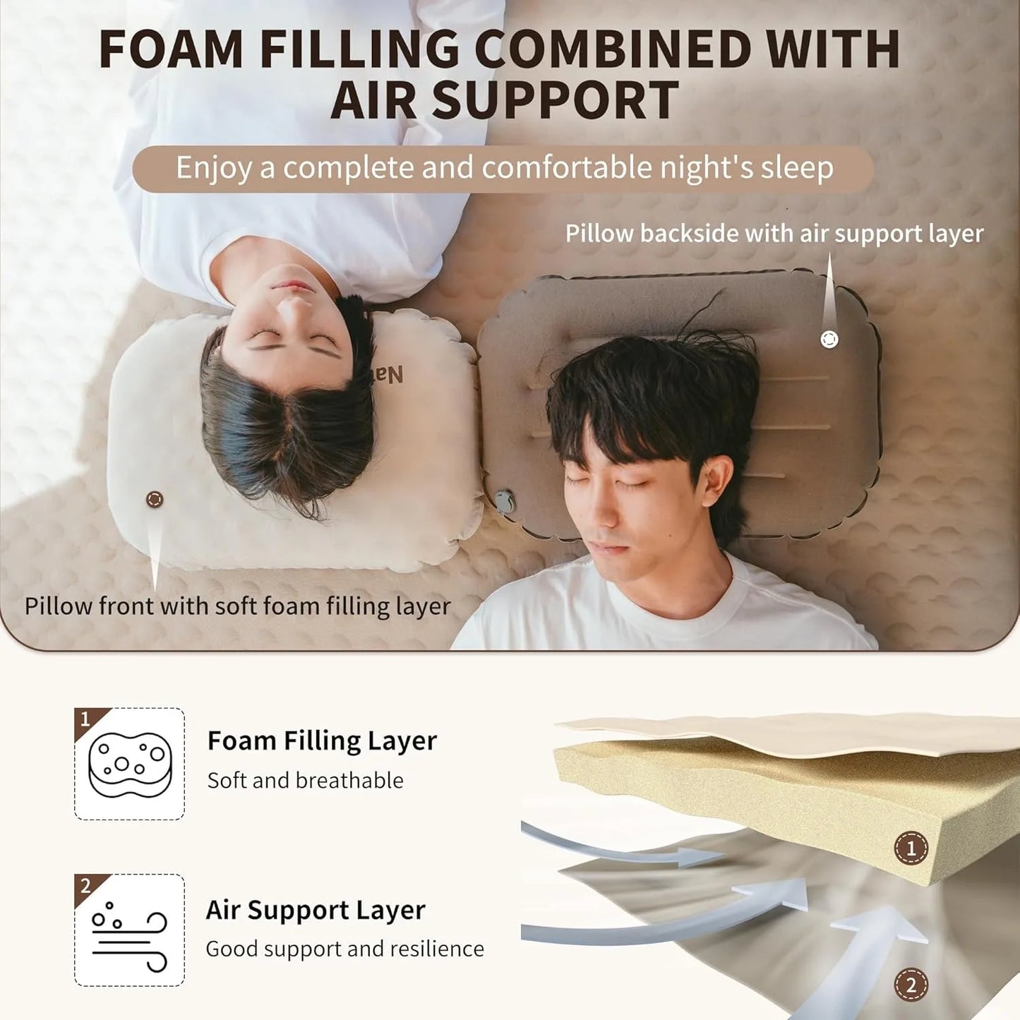 Naturehike Ultralight Inflatable Pillow Camping Pillows for Travel Hiking Backpacking Home Soft Breathable Sleeping Neck Pillow