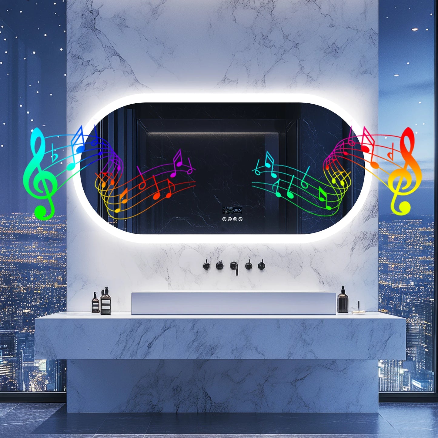 Wisfor Oval Led Bathroom Mirror With Bluetooth And Antifog