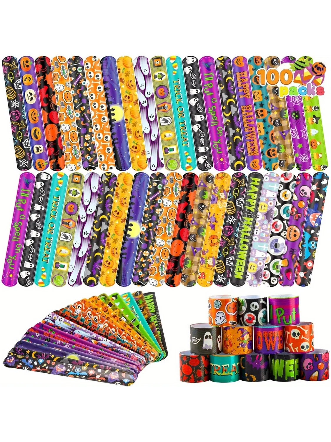 Halloween Slap Bracelets Bulk Party Favors for Kids