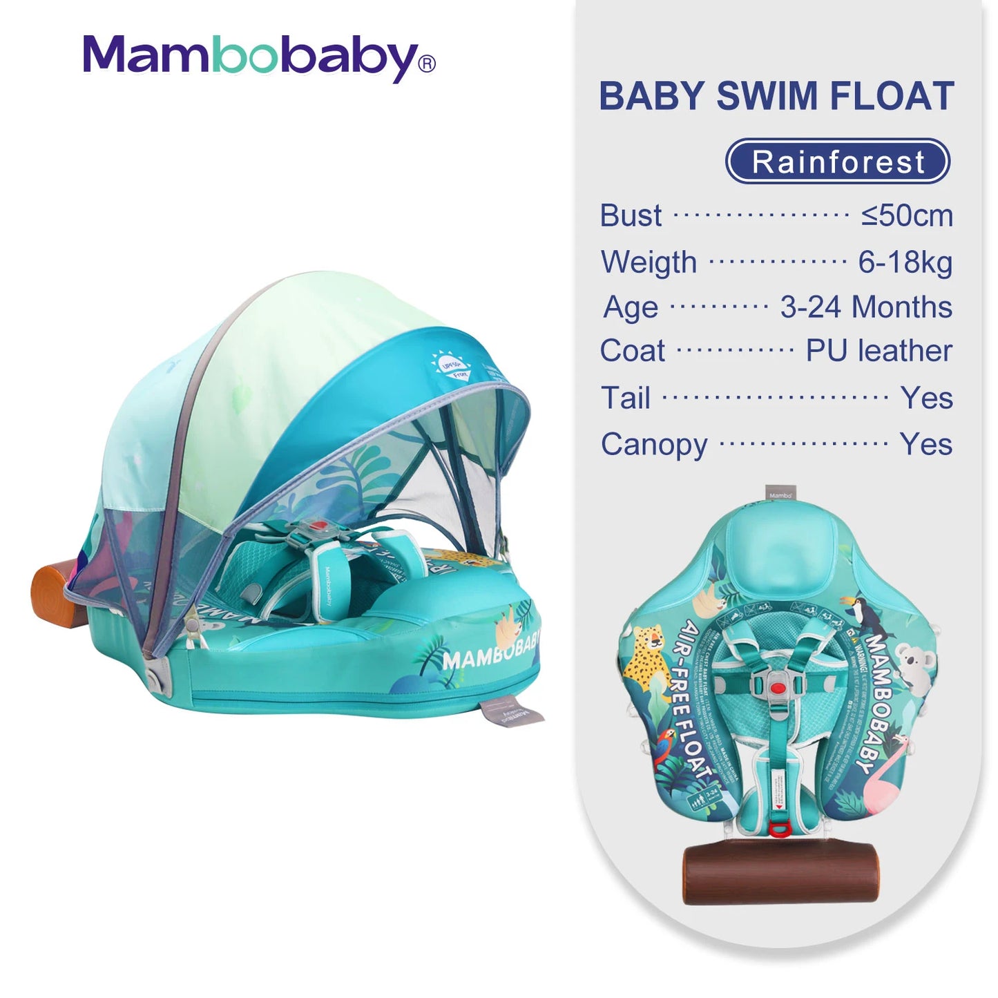 Mambobaby Animal Float Non Inflatable Baby Swimming Buoy With Canopy