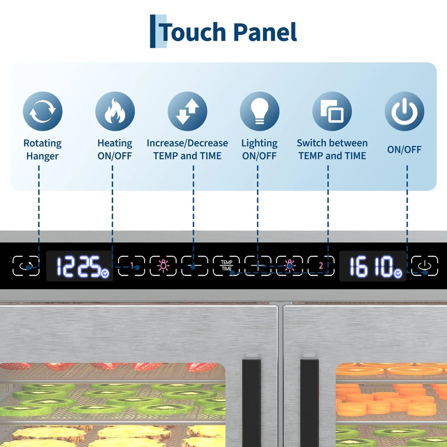Adoolla Dual Zone Stainless Steel Electric Food Dehydrator