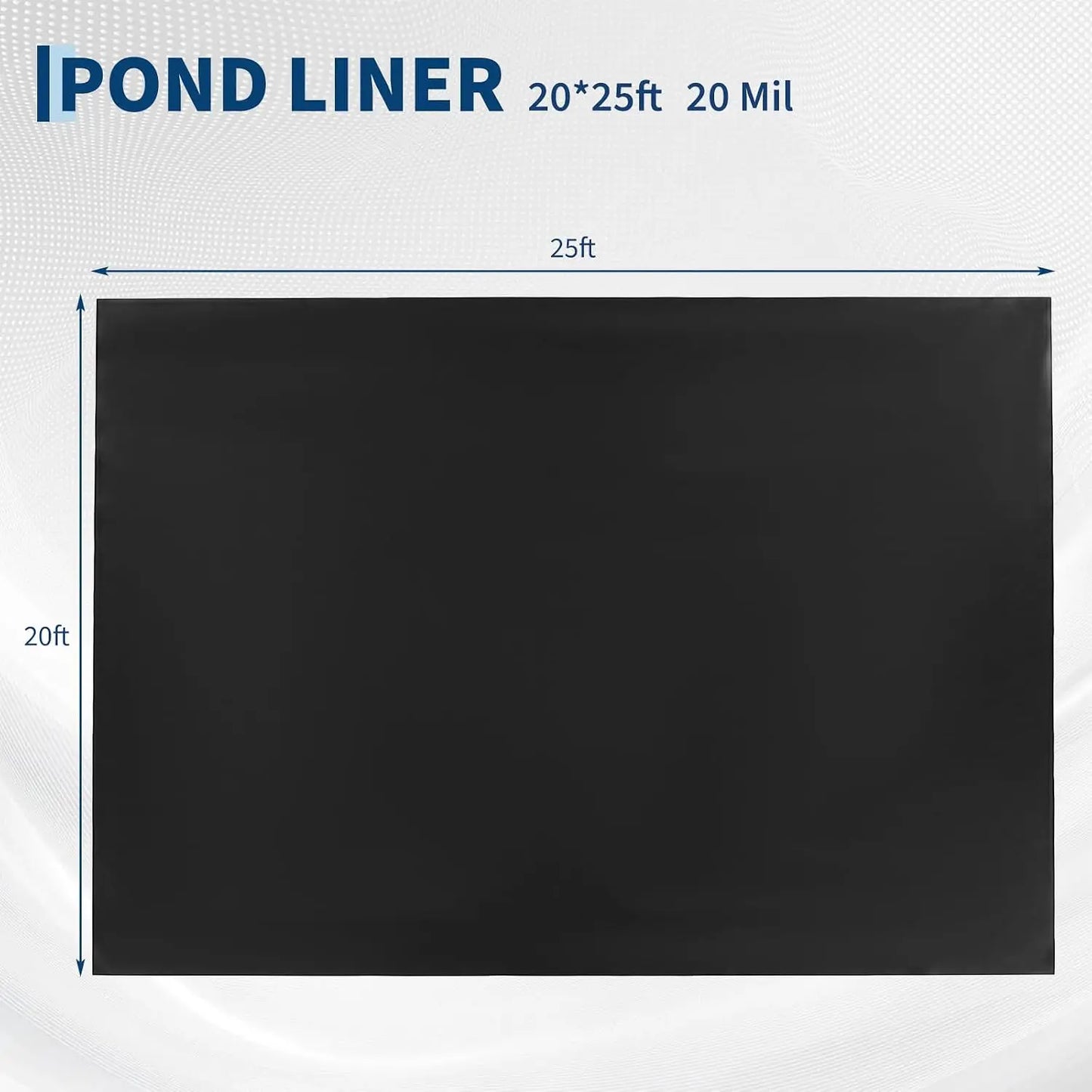 20 Mil HDPE Pond Liner, Heavy Duty Fish Koi Pond Waterproof Liner For Outdoor Garden Waterfall Fountain, 10x13 to 20x25 ft