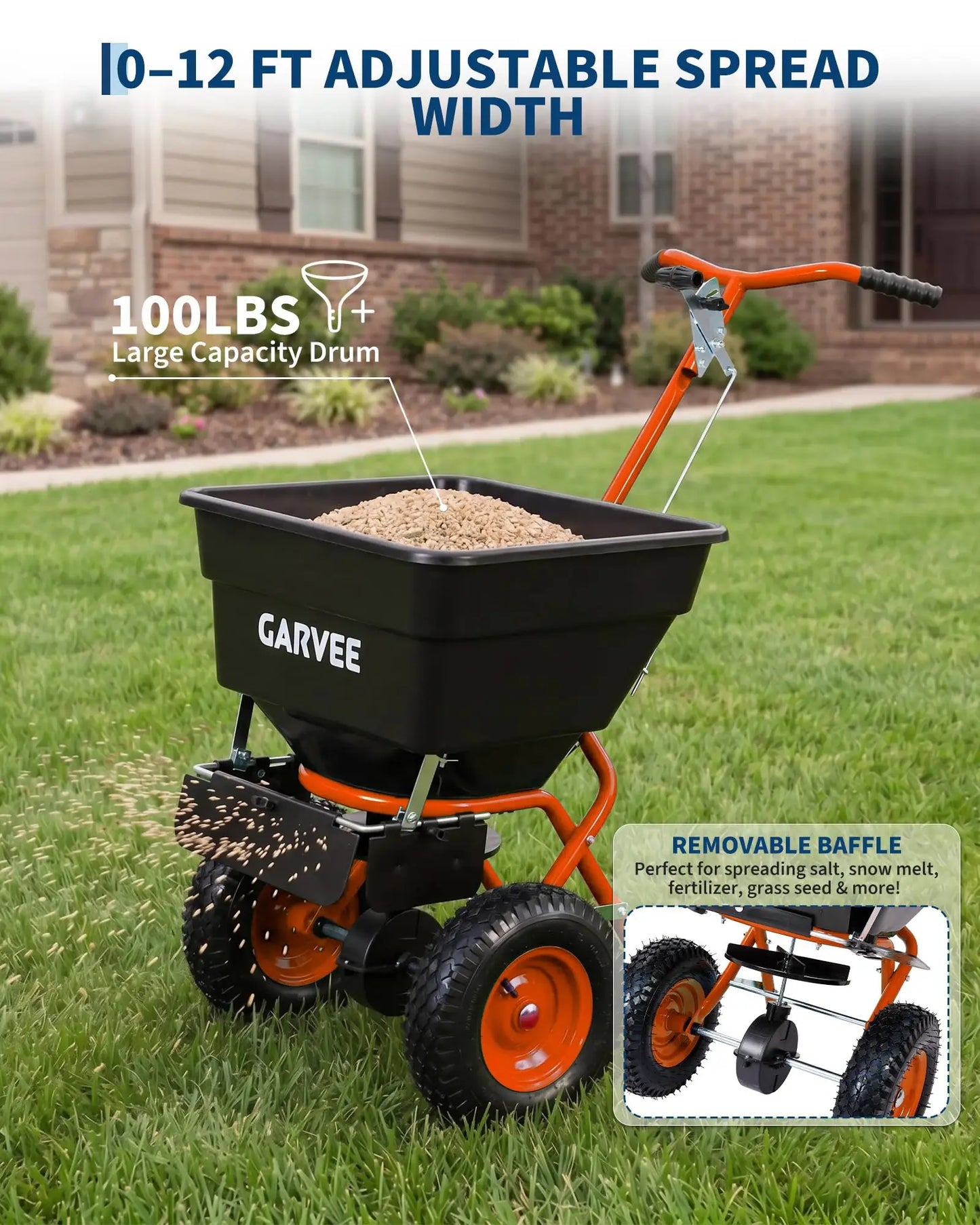 HiMiss Push Lawn Broadcast Spreader For Seed And Fertilizer