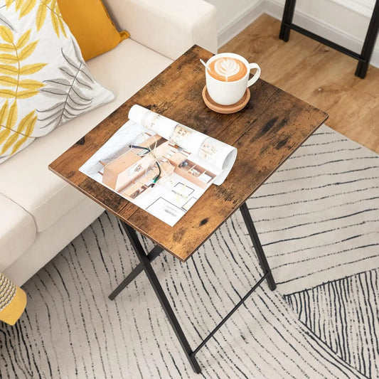 XIUWO Folding TV Tray Tables Set for Small Spaces Industrial