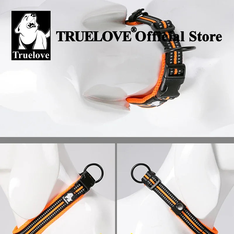 TRUELOVE Padded Nylon Dog Collar Reflective Adjustable Training
