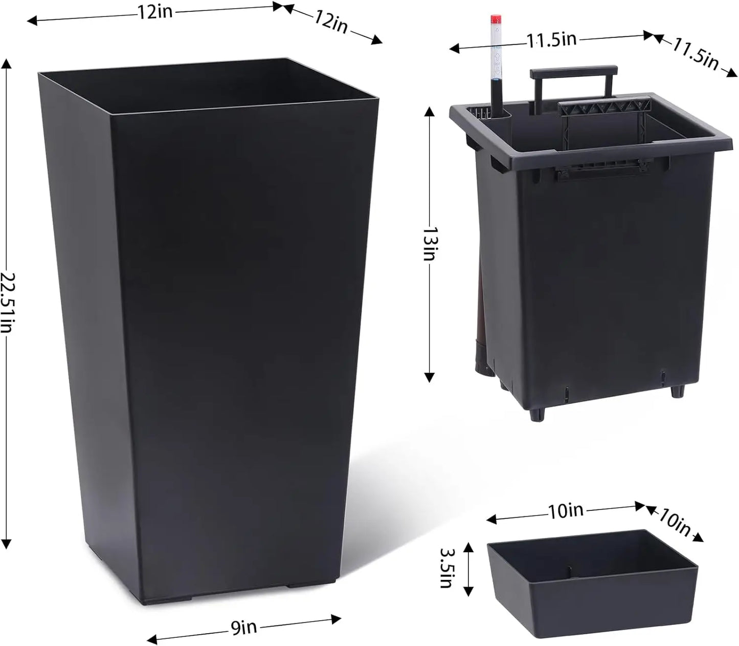 HobbyLane Indoor Outdoor Planter With Shelf Insert Self Absorbing Plastic