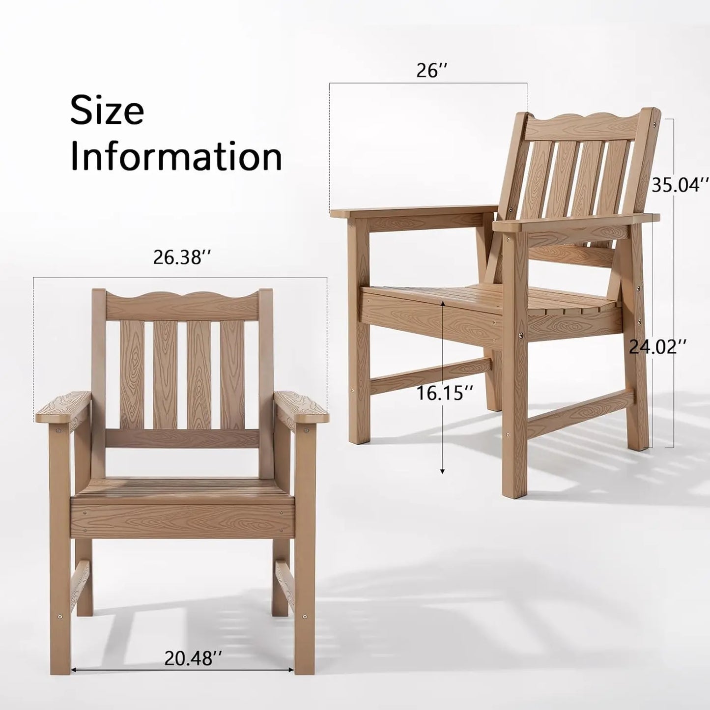 All-Weather Oversized Patio Chair Set 2 400lb Easy Assembly Backyard Deck Fire Pit Teak,Customized