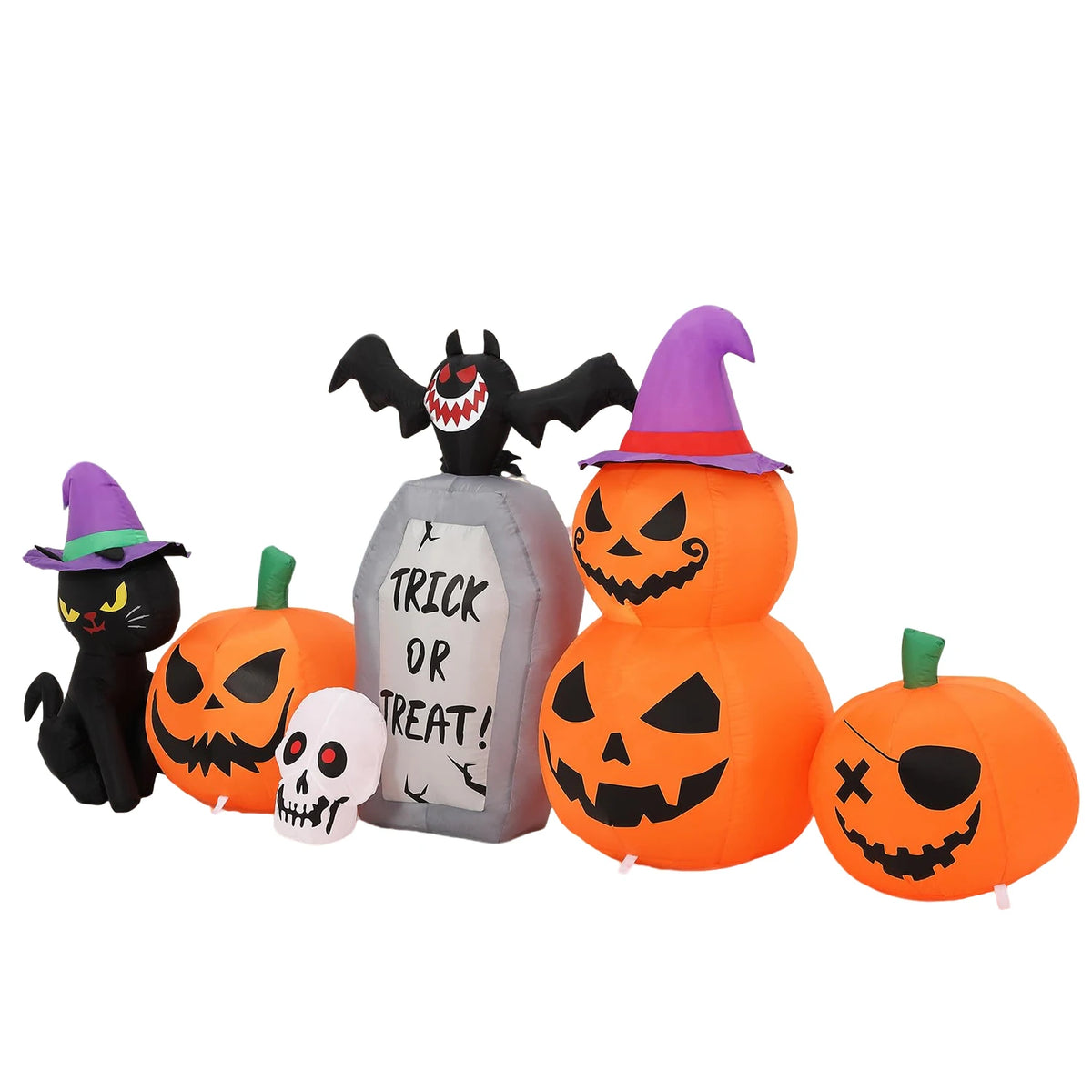 HiMISS Halloween Pumpkin Cat Tombstone Inflatable Yard Decor LED Lights