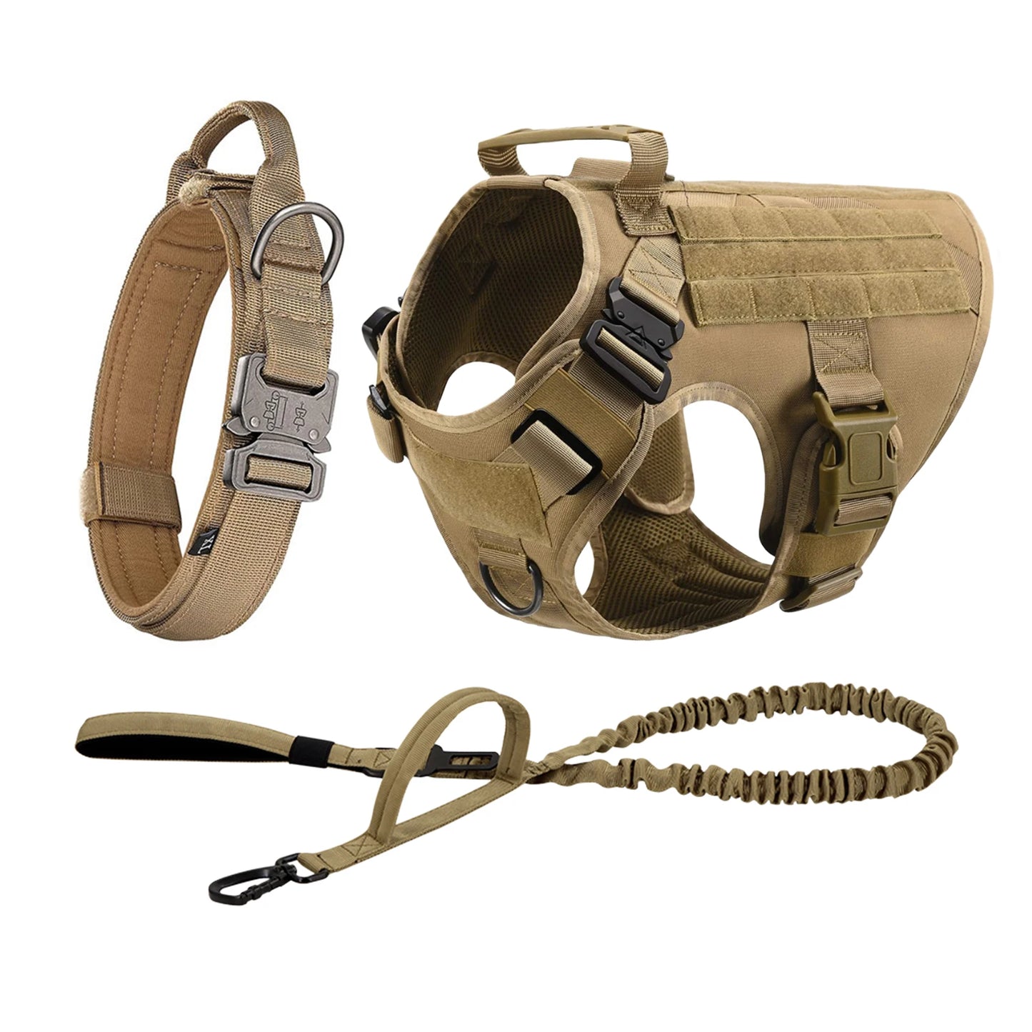 PETRAVELCN Tactical Dog Harness Vest Molle Pouches For Training