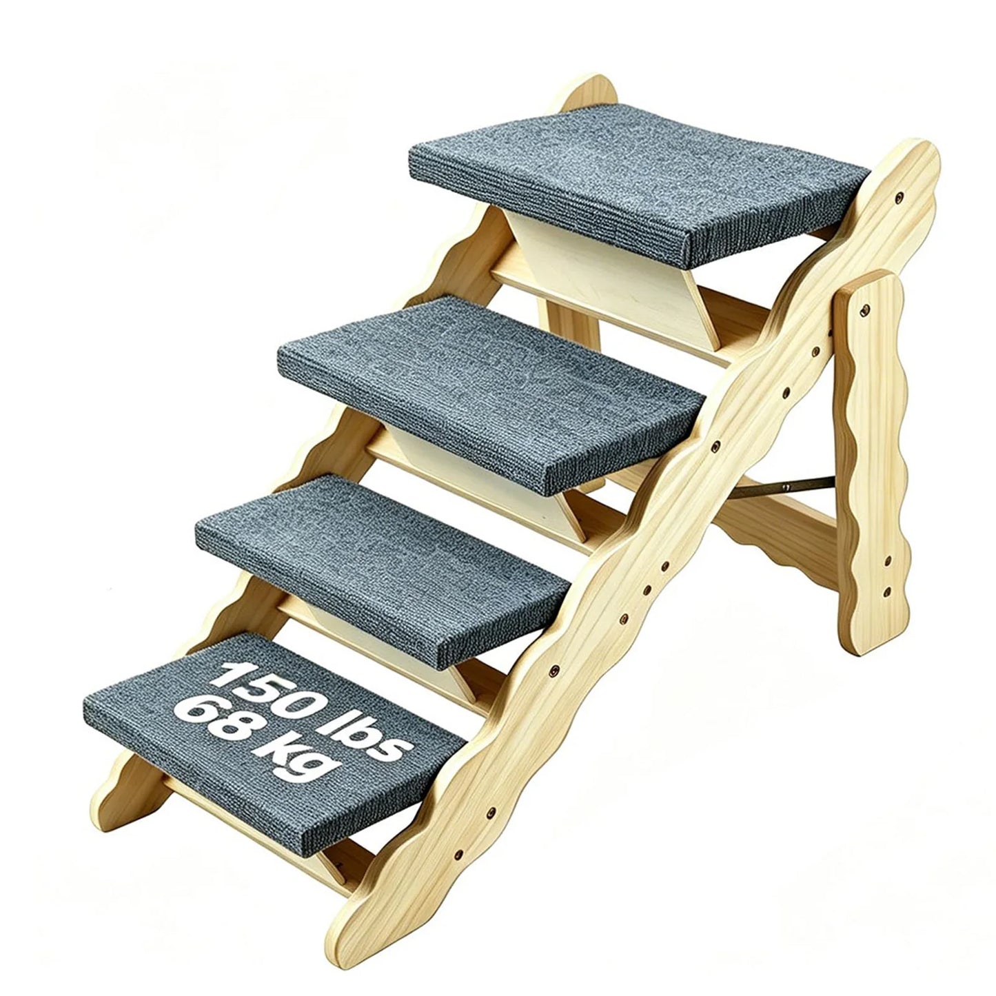DishyKooker Wooden Pet Stairs And Folding Dog Car Ramp