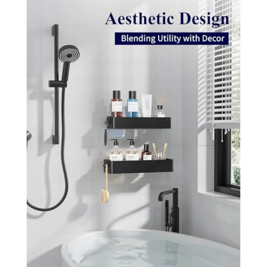 Adhesive Shower Caddy 2 Pack No Drill Organizer Rustproof Shelves
