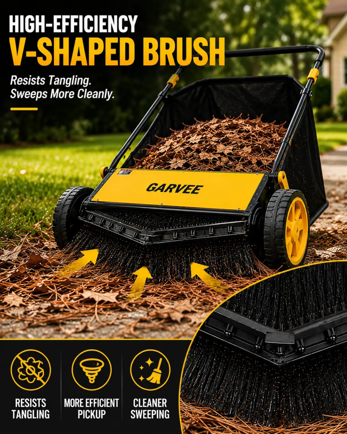 HiMISS Manual Push Lawn Sweeper For Leaves And Grass