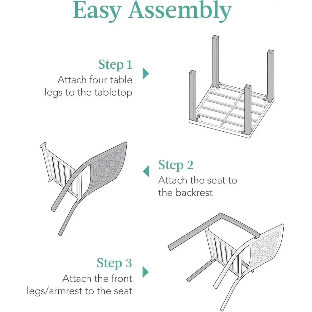3-Piece Outdoor Bistro Set Steel Table and Stackable Chairs