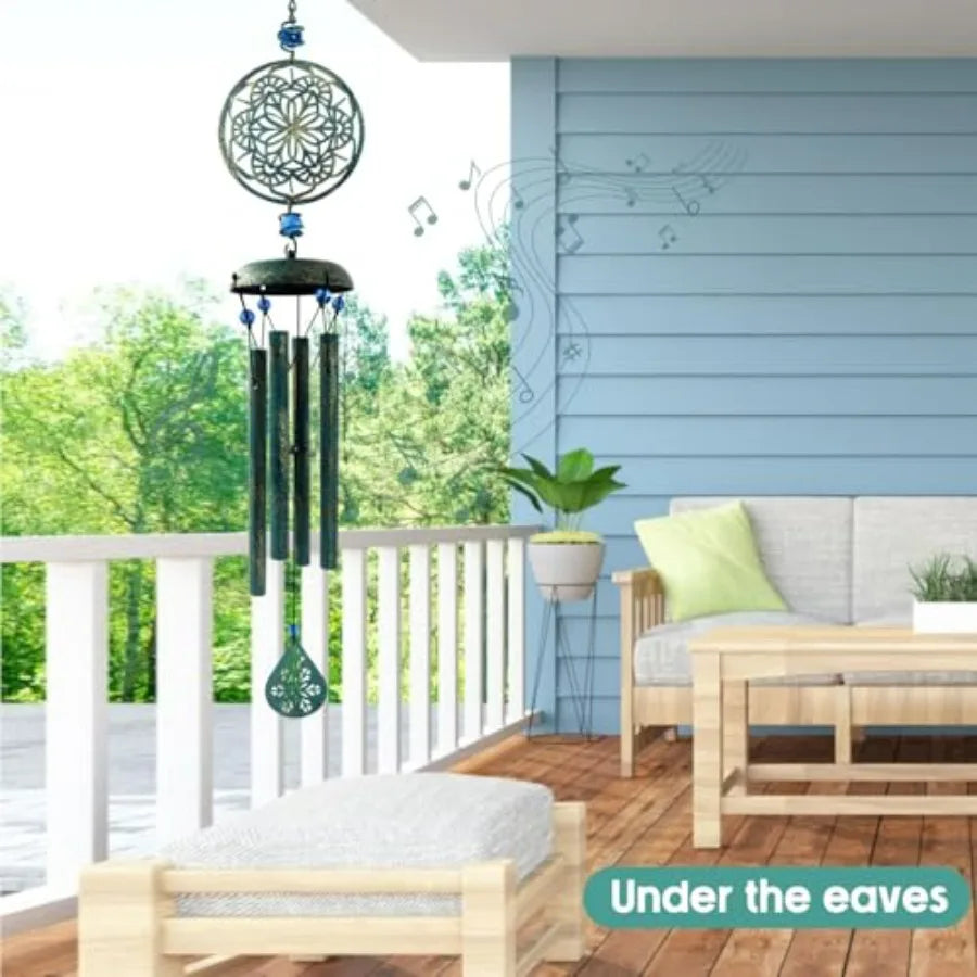 Wind Chimes for Outside Zen Atmosphere Wind Chime Windchime Outdoors for Outdoor Garden Patio Decor with Mandala Design Windchi