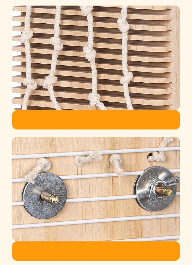 Bird Perches Platform with Climbing Ladder Bite Toys Parakeet Cage Accessories Wooden Playing Gyms Exercise Parrot Cage Toys Set