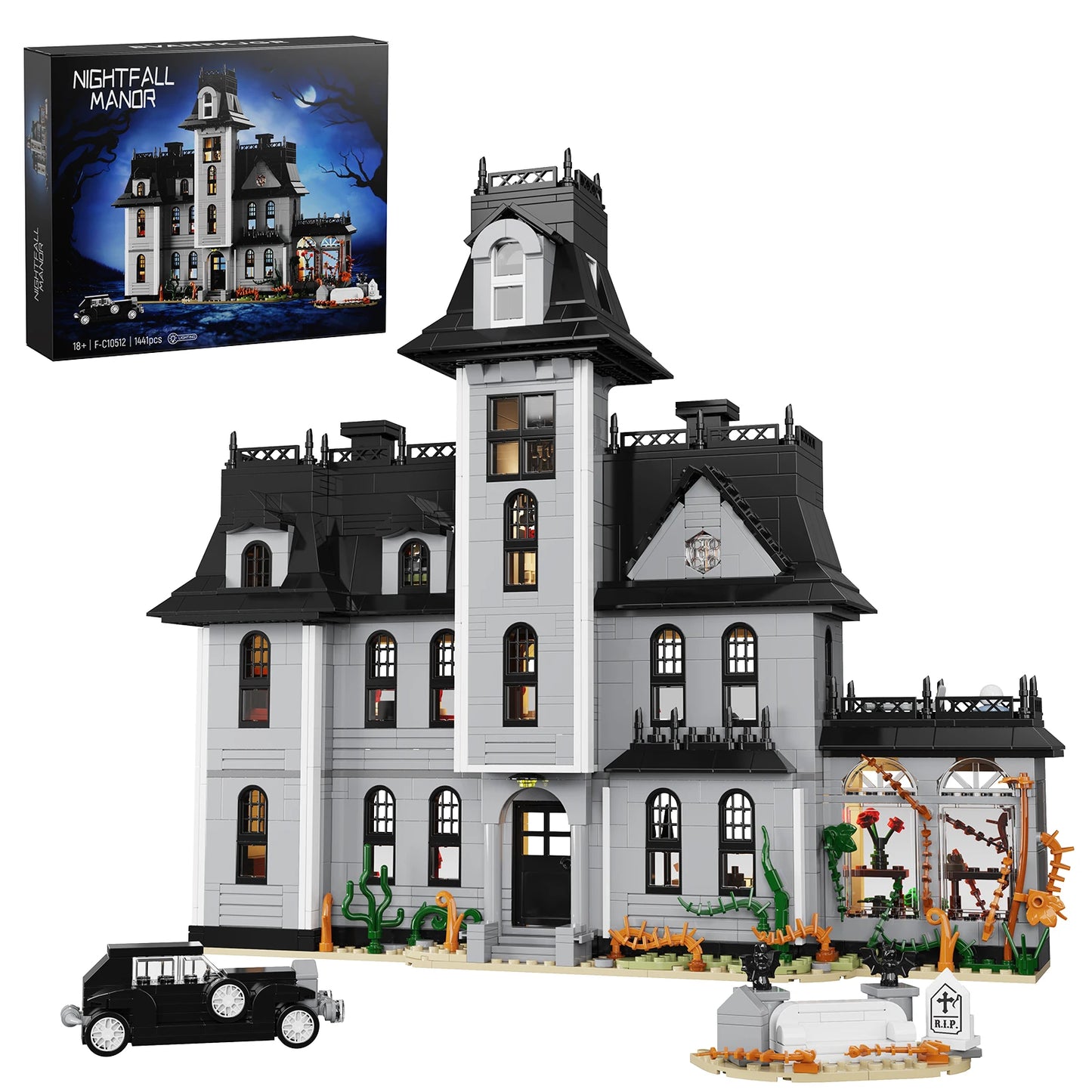 Nightfall Manor Gothic Building Blocks Set Architecture Bricks Desktop Ornament