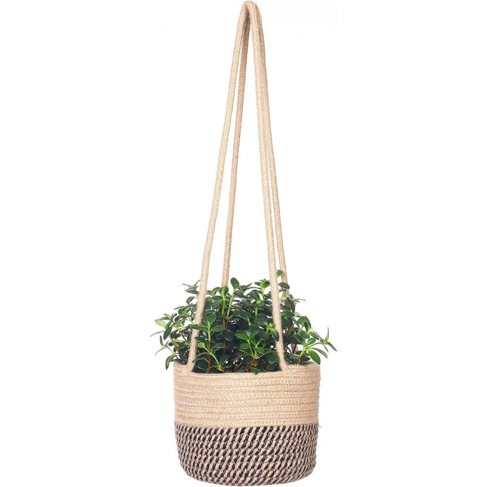 Jute Rope Hanging Planter Basket for Indoor Plants, Fits 5-7" Pots, Boho Home Decor