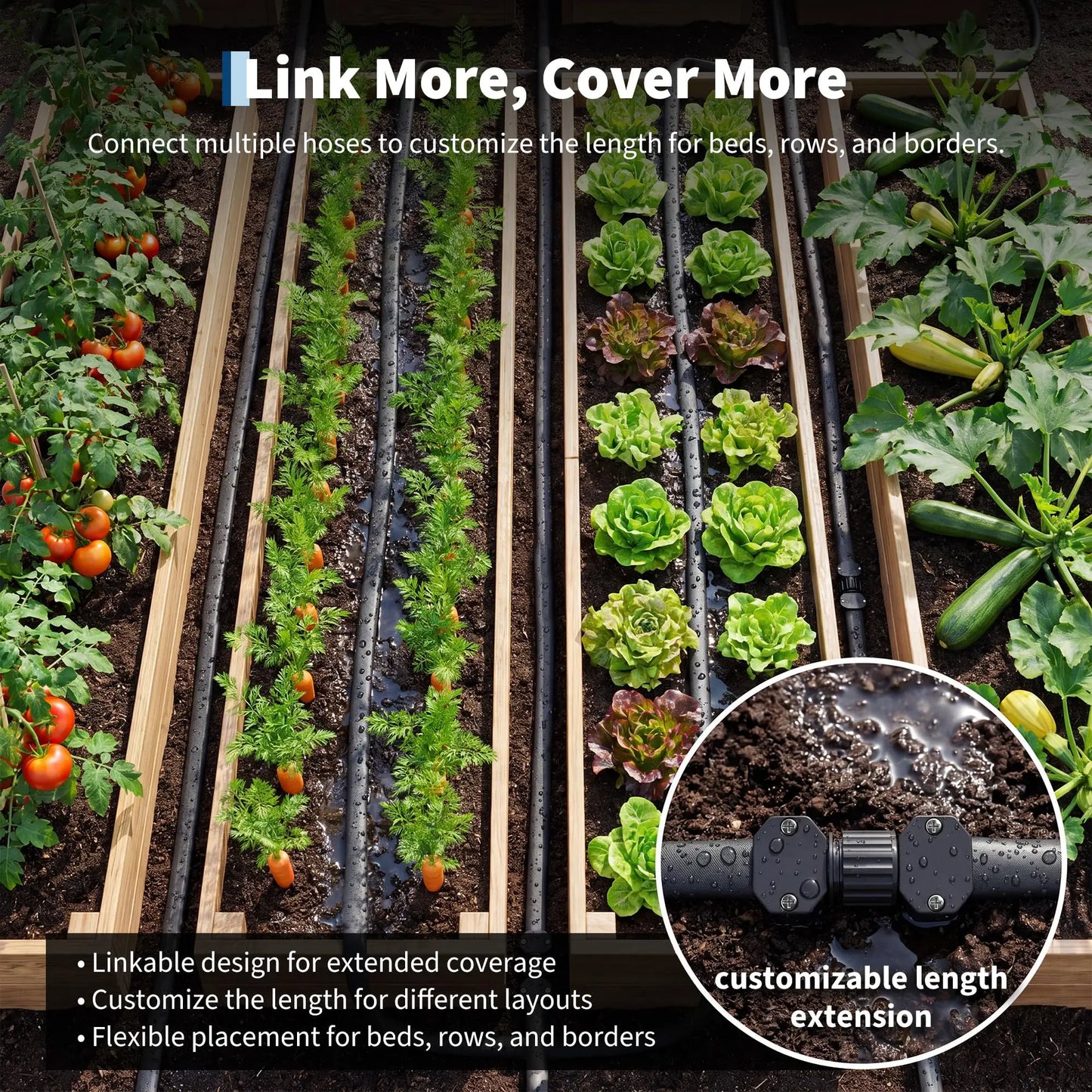 Flat Soaker Hose 25/50/75FT Linkable Slow Soaking Garden Hose Flexible Kink Resistant Irrigation Hose For Raised Beds Shrubs