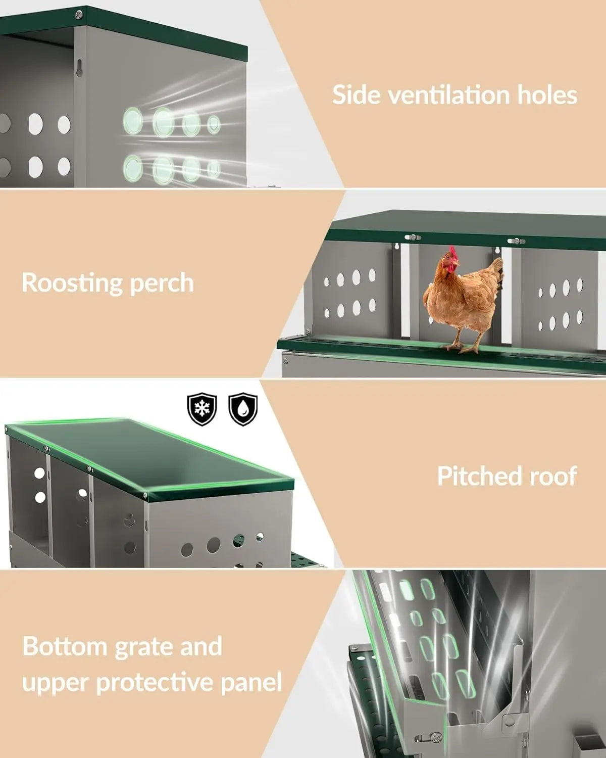 TWISTER.CK Metal Chicken Coop Nesting Box With Rollout Egg Collection