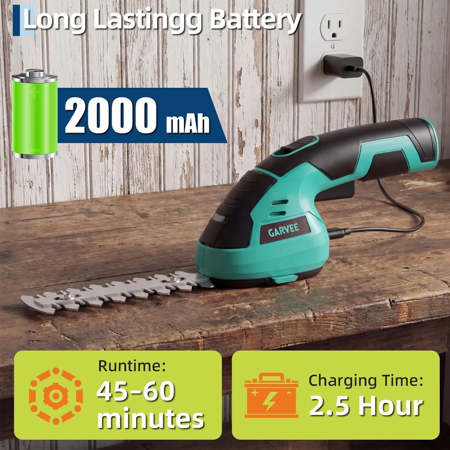 HiMISS 7.2V 2-in-1 Cordless Grass Trimmer Hedge Trimmer