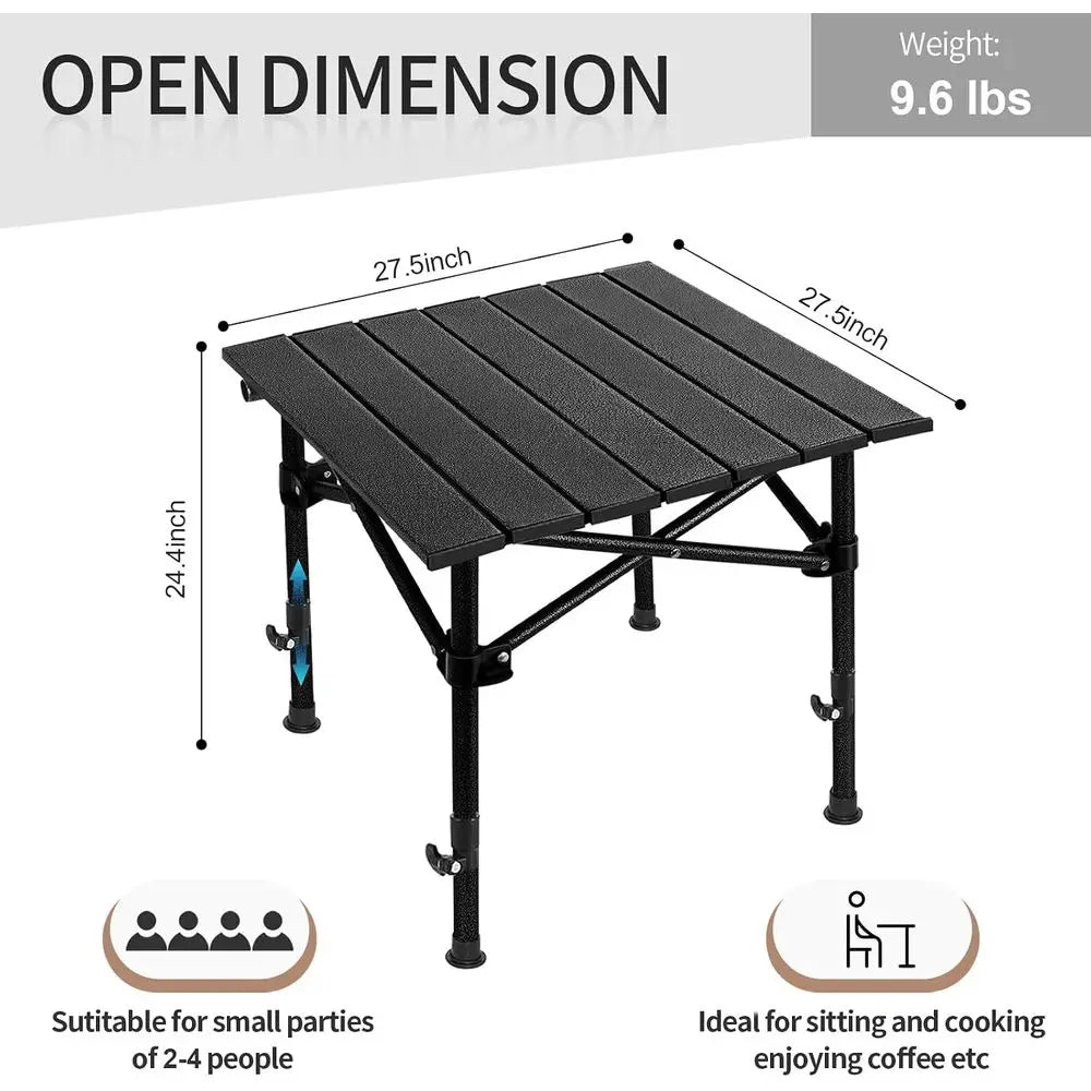 Roll up Lightweight Compact 2-4 Person Portable Adjustable Height Roll up Table with Carry Bag for Outdoor, Camping, Picnic, Bac