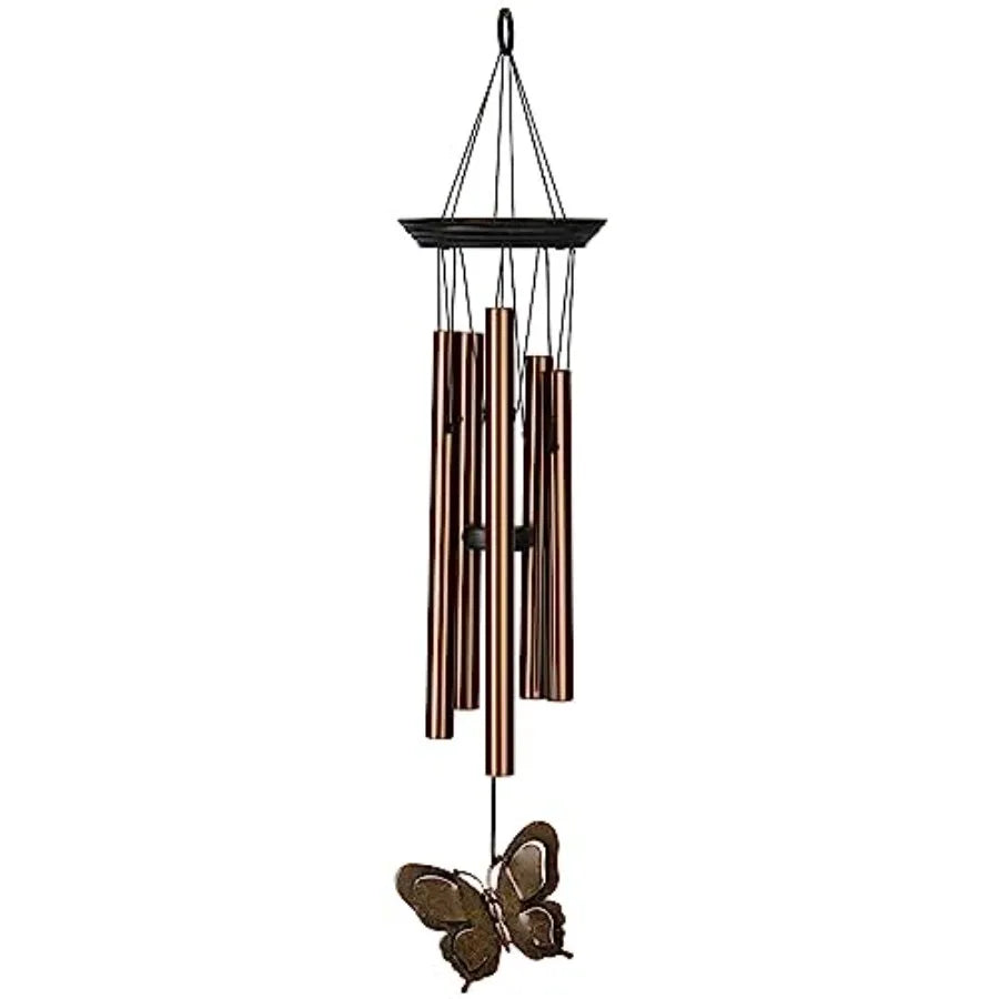 Woodstock Wind Chimes My Butterfly Chime, Bronze Aluminum Tubes, Small 21-Inch, Light Airy Sound Wind Chime for Outdoor Decor f
