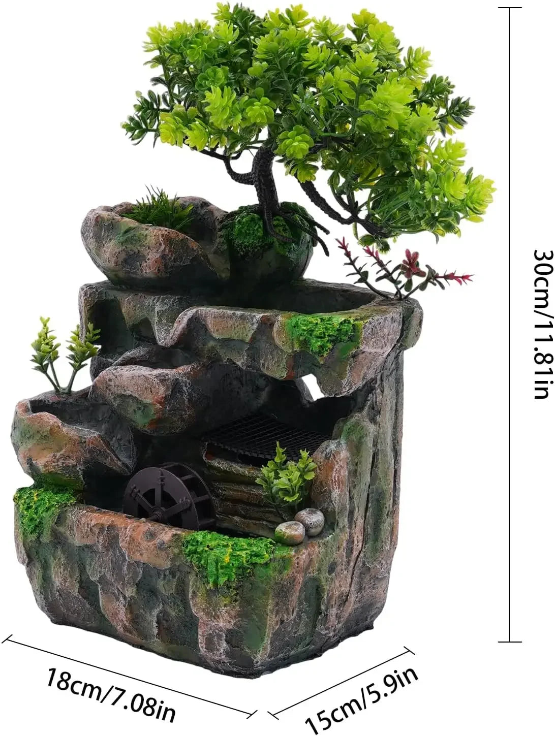 Indoor Tabletop Waterfall Fountain With Automatic Pump LED Light