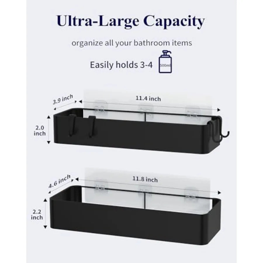 Adhesive Shower Caddy 2 Pack No Drill Organizer Rustproof Shelves